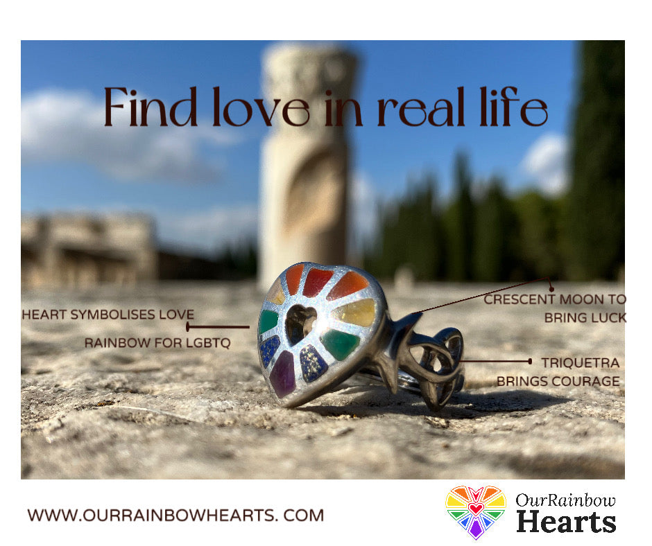 Our Rainbow Hearts Ring | Show you're Queerly Available for LGBTQ+ Singles